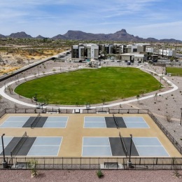 lawn and pickleball courts