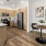 a kitchen and dining table with a table and chairs